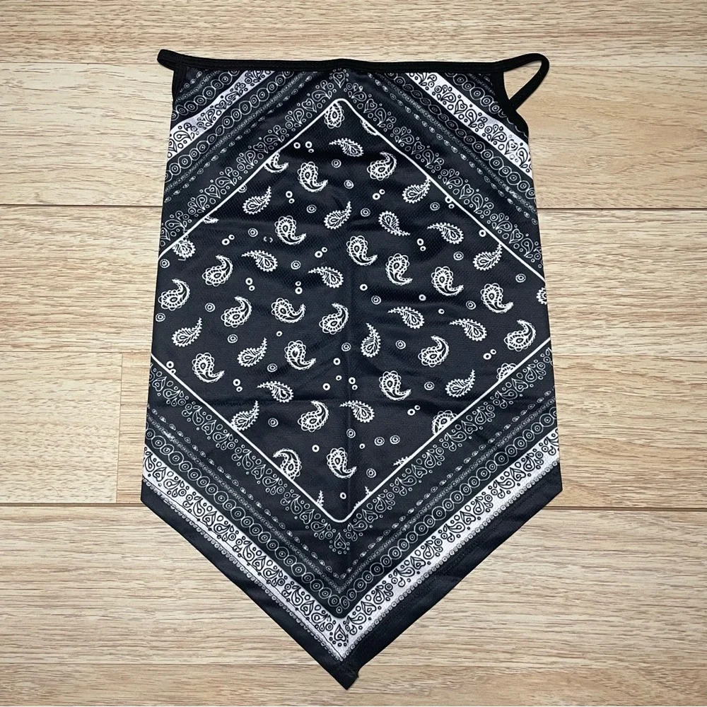 COPY - 2/$20 NWOT Black and White silky soft paisley print face gaiter
